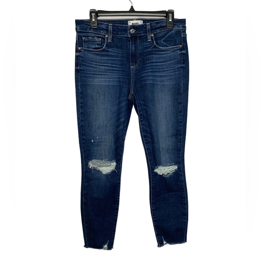 Paige Dark Wash Verdugo Skinny Ankle Distressed Jeans Size 29